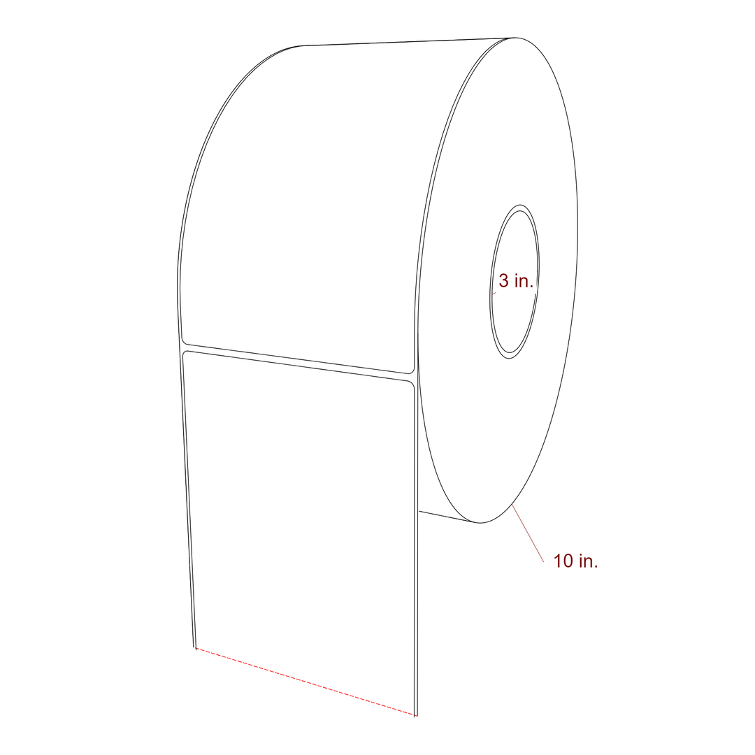 4.75 Inch x 8 Inch Rectangle Inkjet Label Roll - 3 Inch Core - 10 Inch Roll OD - 3D Perspective