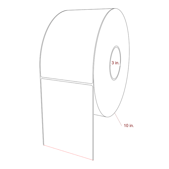 4.75 Inch x 8 Inch Rectangle Inkjet Label Roll - 3 Inch Core - 10 Inch Roll OD - 3D Perspective