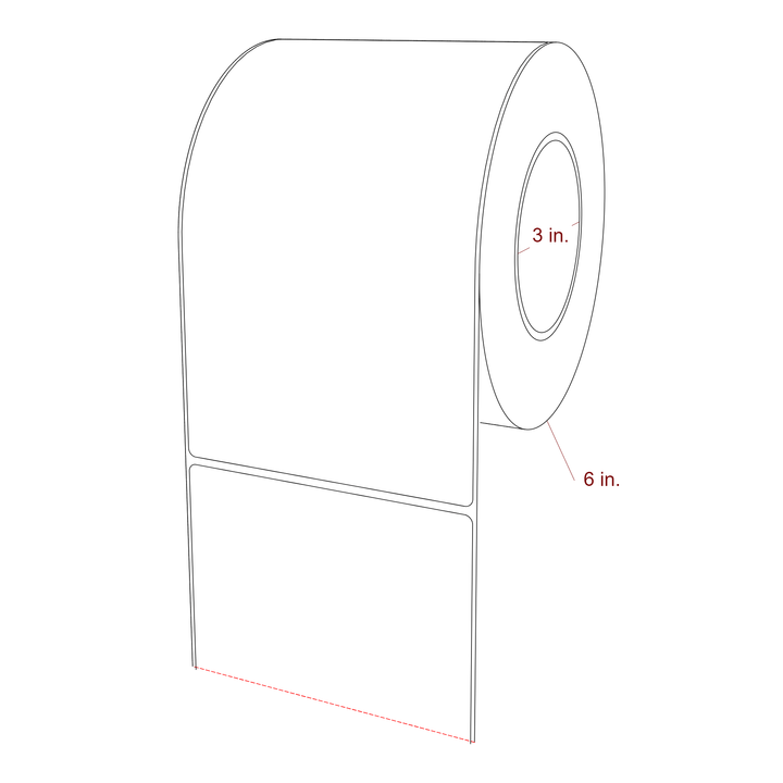4.75 Inch x 8 Inch Rectangle Inkjet Label Roll - 3 Inch Core - 6 Inch Roll OD - 3D Perspective