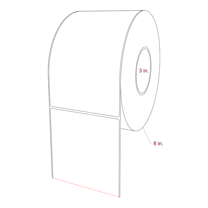 4.75 Inch x 8 Inch Rectangle Inkjet Label Roll - 3 Inch Core - 8 Inch Roll OD - 3D Perspective