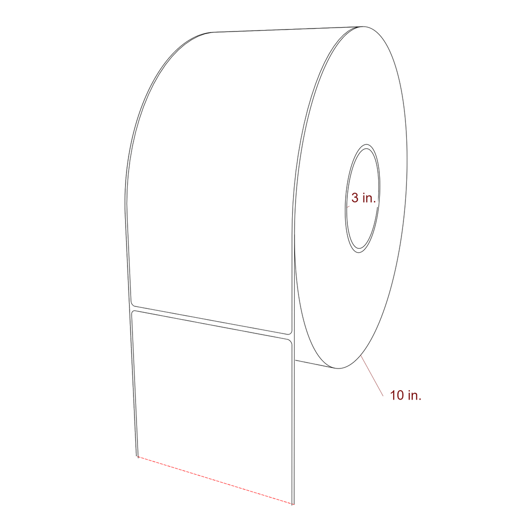 4.75 Inch x 9.75 Inch Rectangle Inkjet Label Roll - 3 Inch Core - 10 Inch Roll OD - 3D Perspective