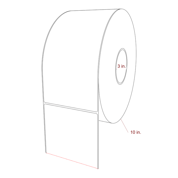 4.75 Inch x 9.75 Inch Rectangle Inkjet Label Roll - 3 Inch Core - 10 Inch Roll OD - 3D Perspective