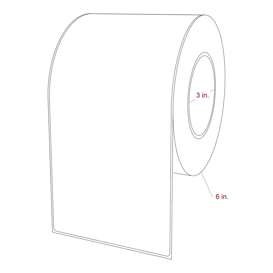 4.75 Inch x 9.75 Inch Rectangle Inkjet Label Roll - 3 Inch Core - 6 Inch Roll OD - 3D Perspective