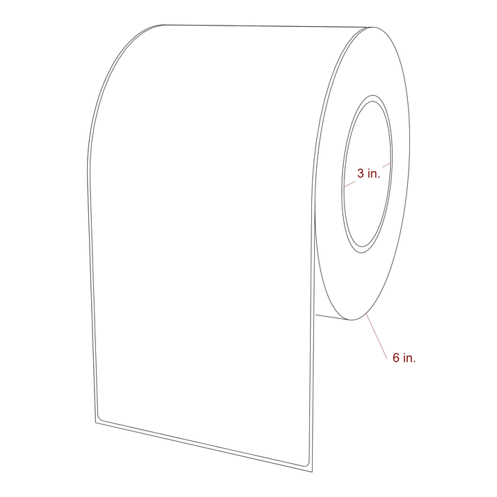 4.75 Inch x 9.75 Inch Rectangle Inkjet Label Roll - 3 Inch Core - 6 Inch Roll OD - 3D Perspective