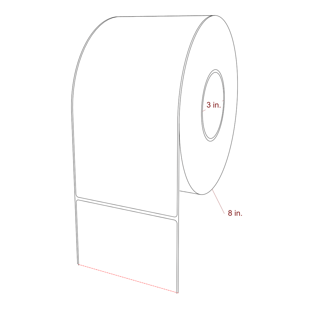 4.75 Inch x 9.75 Inch Rectangle Inkjet Label Roll - 3 Inch Core - 8 Inch Roll OD - 3D Perspective
