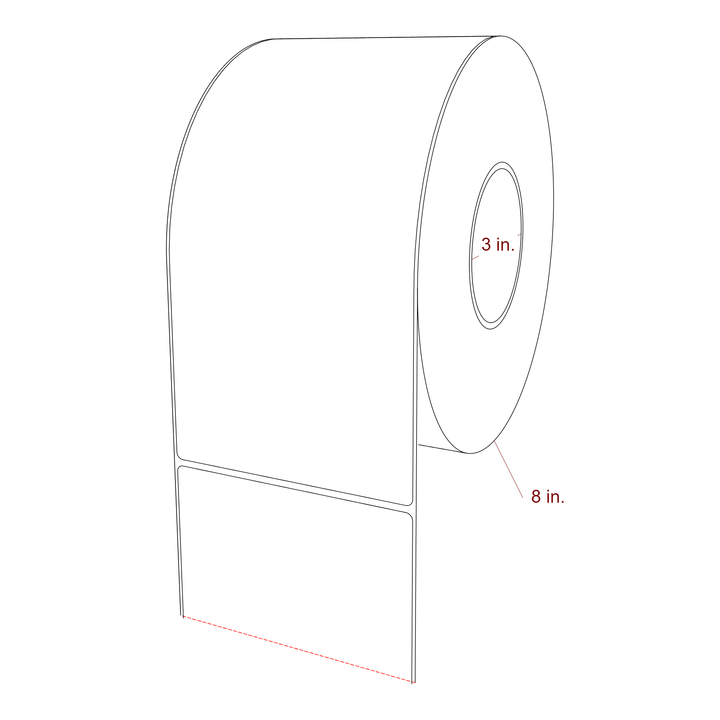 4.75 Inch x 9.75 Inch Rectangle Inkjet Label Roll - 3 Inch Core - 8 Inch Roll OD - 3D Perspective