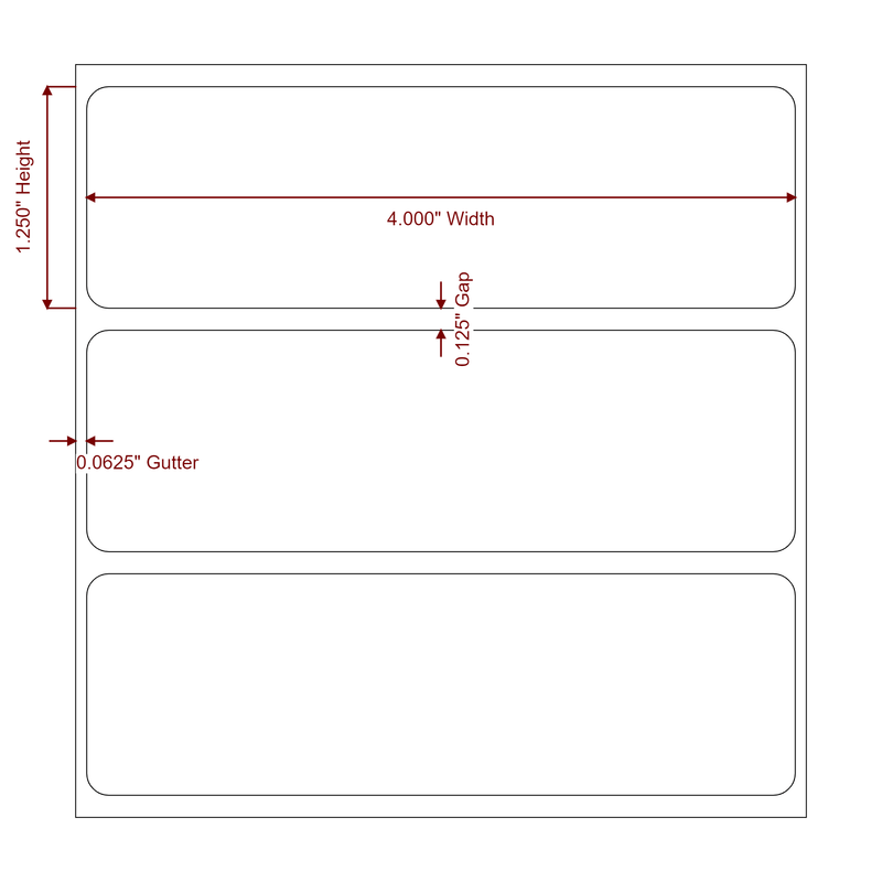 4" x 1.25" Inkjet Label Rolls | Fits Epson ColorWorks, VIPColor & Primera - Label Diagram
