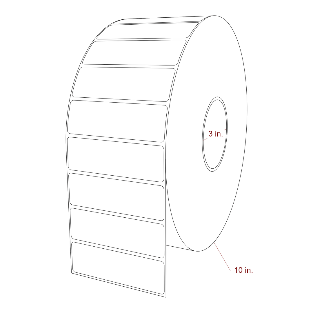 4 Inch x 1.25 Inch Rectangle Inkjet Label Roll - 3 Inch Core - 10 Inch Roll OD - 3D Perspective