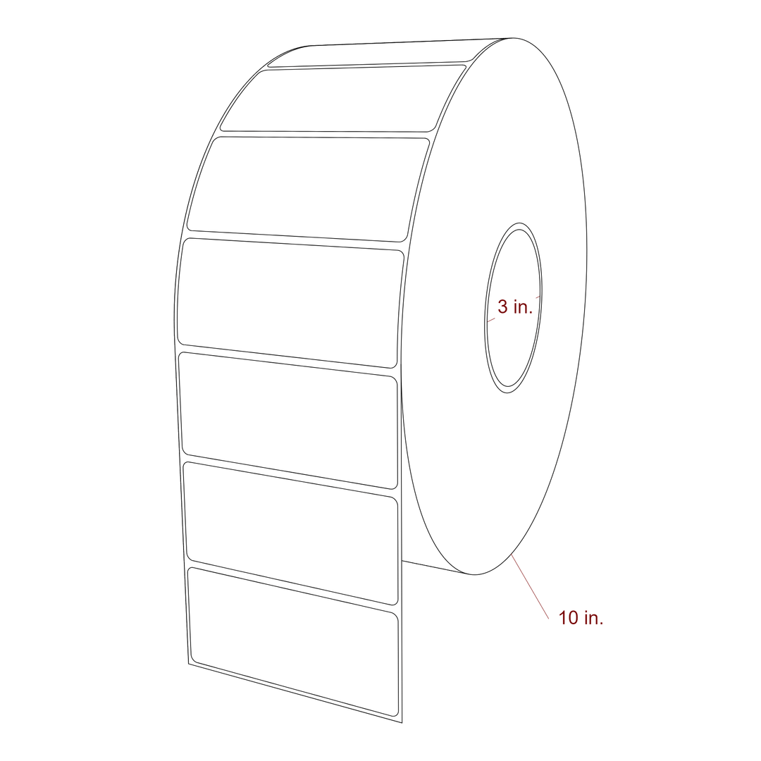 4 Inch x 1.75 Inch Rectangle Inkjet Label Roll - 3 Inch Core - 10 Inch Roll OD - 3D Perspective