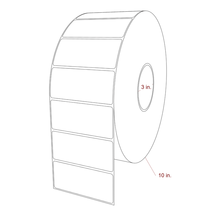 4 Inch x 1.75 Inch Rectangle Inkjet Label Roll - 3 Inch Core - 10 Inch Roll OD - 3D Perspective