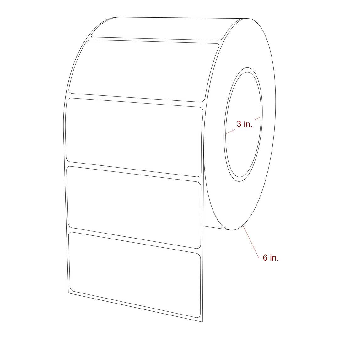 4 Inch x 1.75 Inch Rectangle Inkjet Label Roll - 3 Inch Core - 6 Inch Roll OD - 3D Perspective