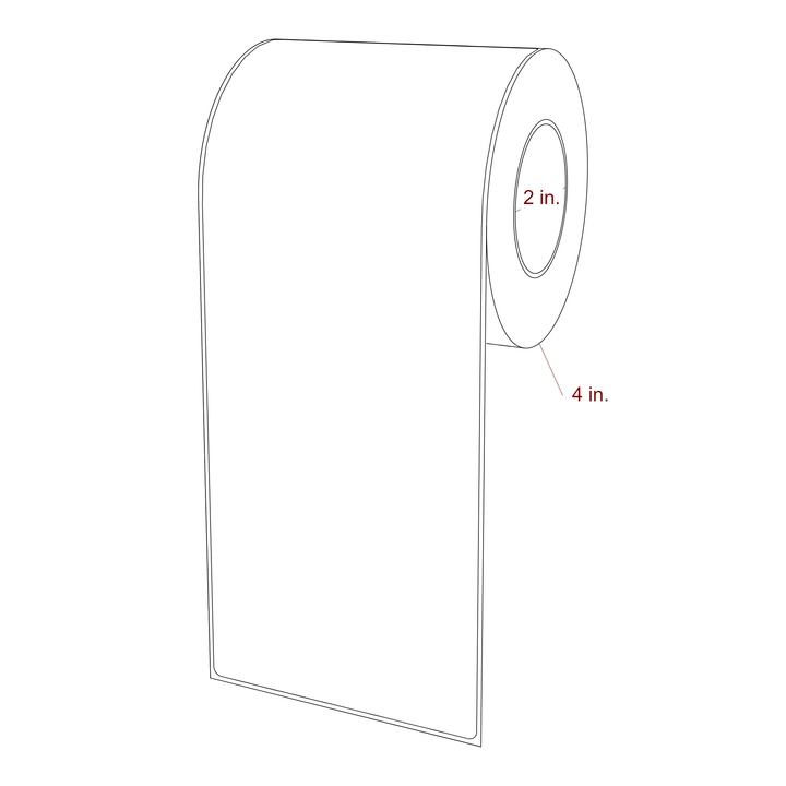 4 Inch x 10 Inch Rectangle Inkjet Label Roll - 2 Inch Core - 4 Inch Roll OD - 3D Perspective