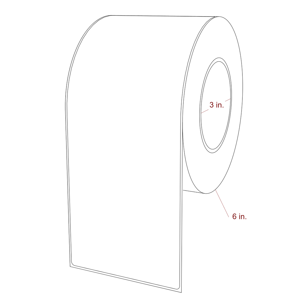 4 Inch x 10 Inch Rectangle Inkjet Label Roll - 3 Inch Core - 6 Inch Roll OD - 3D Perspective