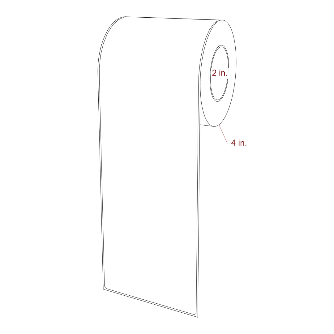 4 Inch x 12 Inch Rectangle Inkjet Label Roll - 2 Inch Core - 4 Inch Roll OD - 3D Perspective