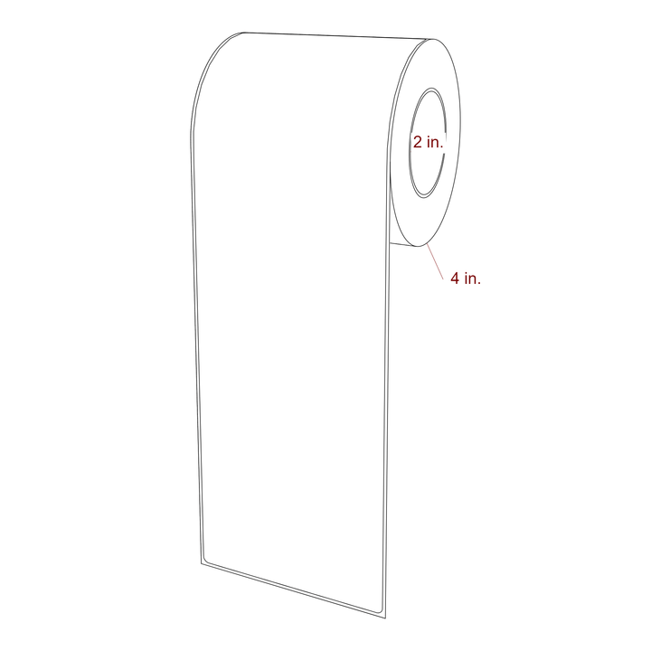 4 Inch x 12 Inch Rectangle Inkjet Label Roll - 2 Inch Core - 4 Inch Roll OD - 3D Perspective