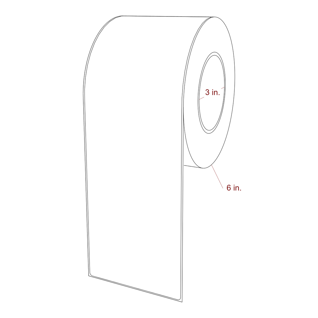 4 Inch x 12 Inch Rectangle Inkjet Label Roll - 3 Inch Core - 6 Inch Roll OD - 3D Perspective