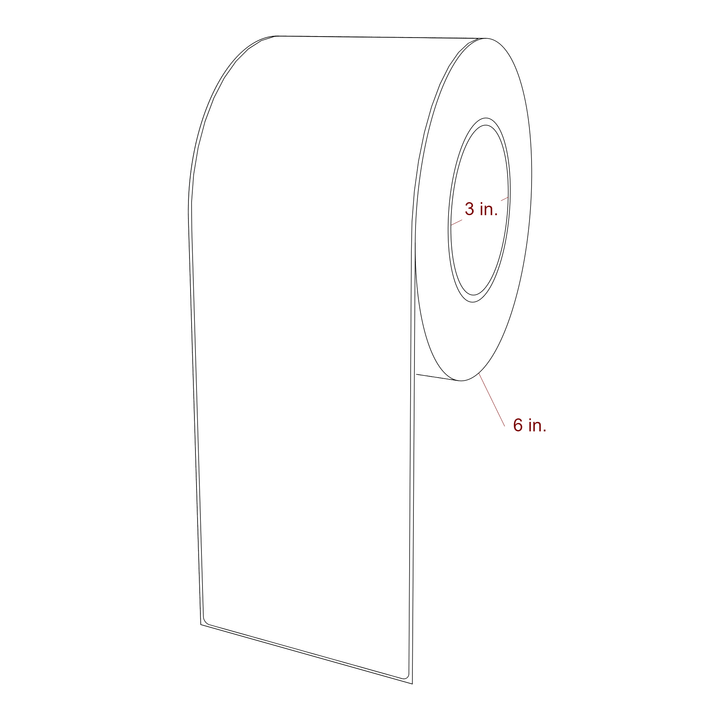 4 Inch x 12 Inch Rectangle Inkjet Label Roll - 3 Inch Core - 6 Inch Roll OD - 3D Perspective