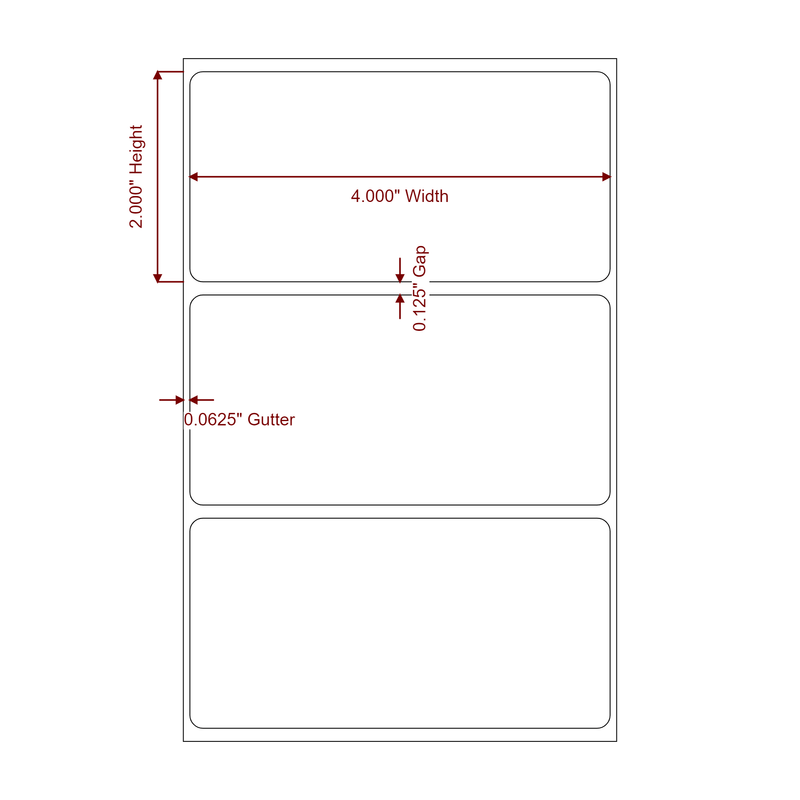 4" x 2" Inkjet Label Rolls | Fits Epson ColorWorks, VIPColor & Primera - Label Diagram