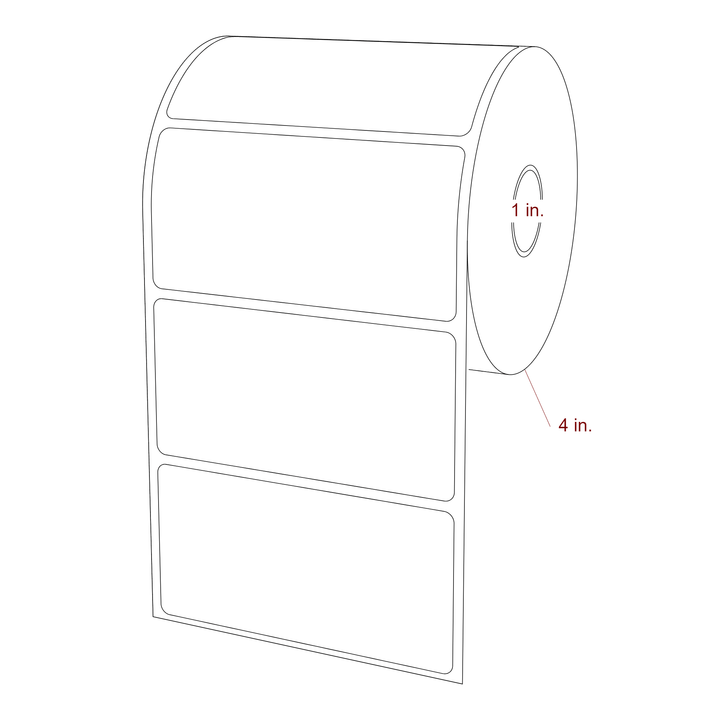 4 Inch x 2 Inch Rectangle Direct Thermal Label Roll | 0.125 in. Gutter - NA Inch Core - NA Inch Roll OD - 3D Perspective