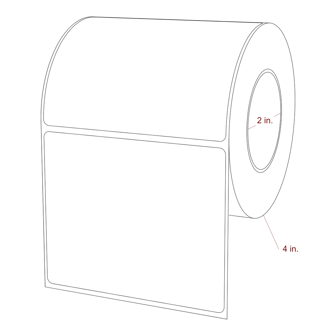 4 Inch x 3.25 Inch Rectangle Inkjet Label Roll - 2 Inch Core - 4 Inch Roll OD - 3D Perspective