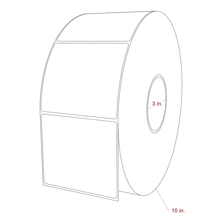 4 Inch x 3.5 Inch Rectangle Inkjet Label Roll - 3 Inch Core - 10 Inch Roll OD - 3D Perspective