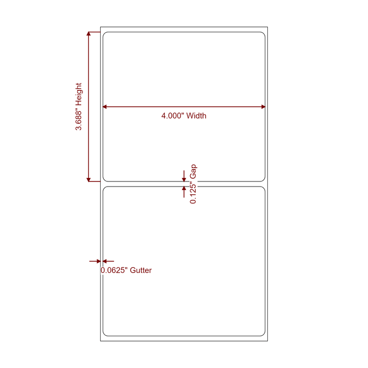 4" x 3.6875" Rectangle Roll for Epson ColorWorks, VIPColor & Primera Printers; 4" x 3.6875" Rectangle Label Diagram
