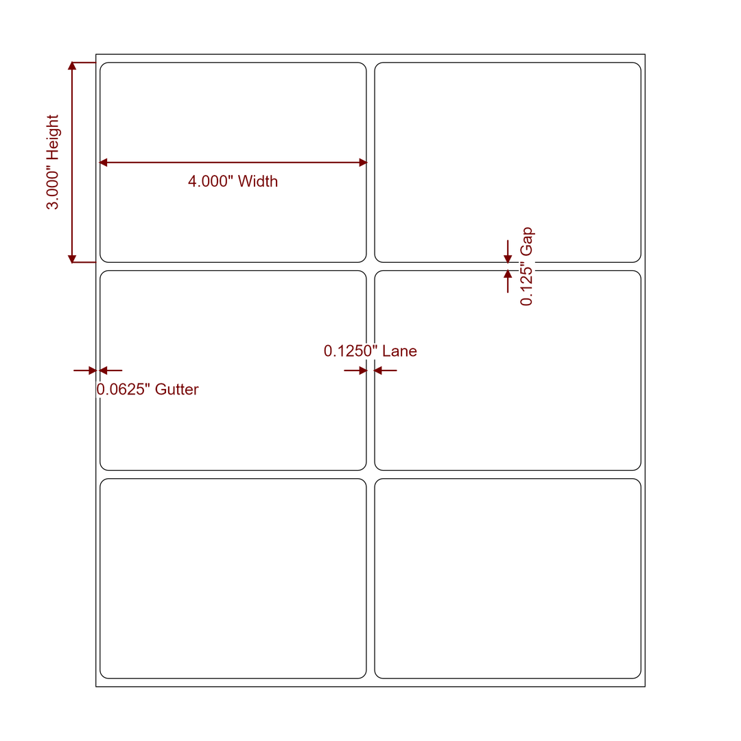4" x 3" Rectangle Roll for Epson ColorWorks & VIPColor Printers; 4" x 3" Rectangle Label Diagram