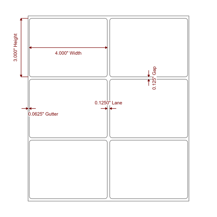 4" x 3" Rectangle Roll for Epson ColorWorks & VIPColor Printers; 4" x 3" Rectangle Label Diagram