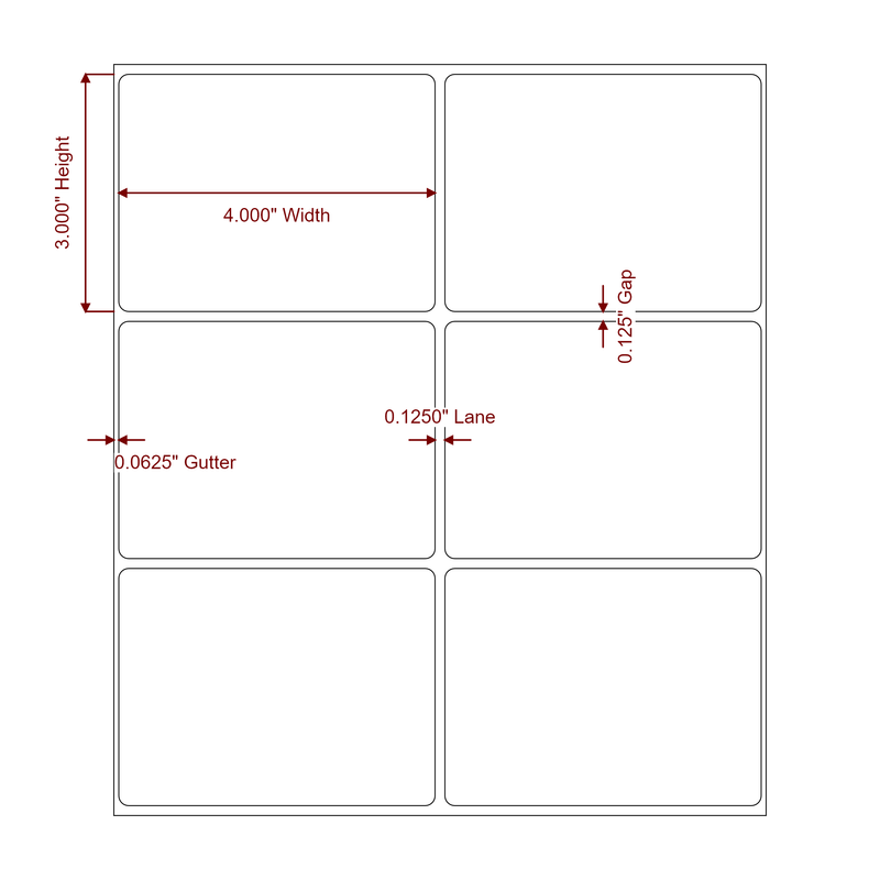 4" x 3" Inkjet Label Rolls | 2-Up | Fits Epson ColorWorks & VIPColor - Label Diagram