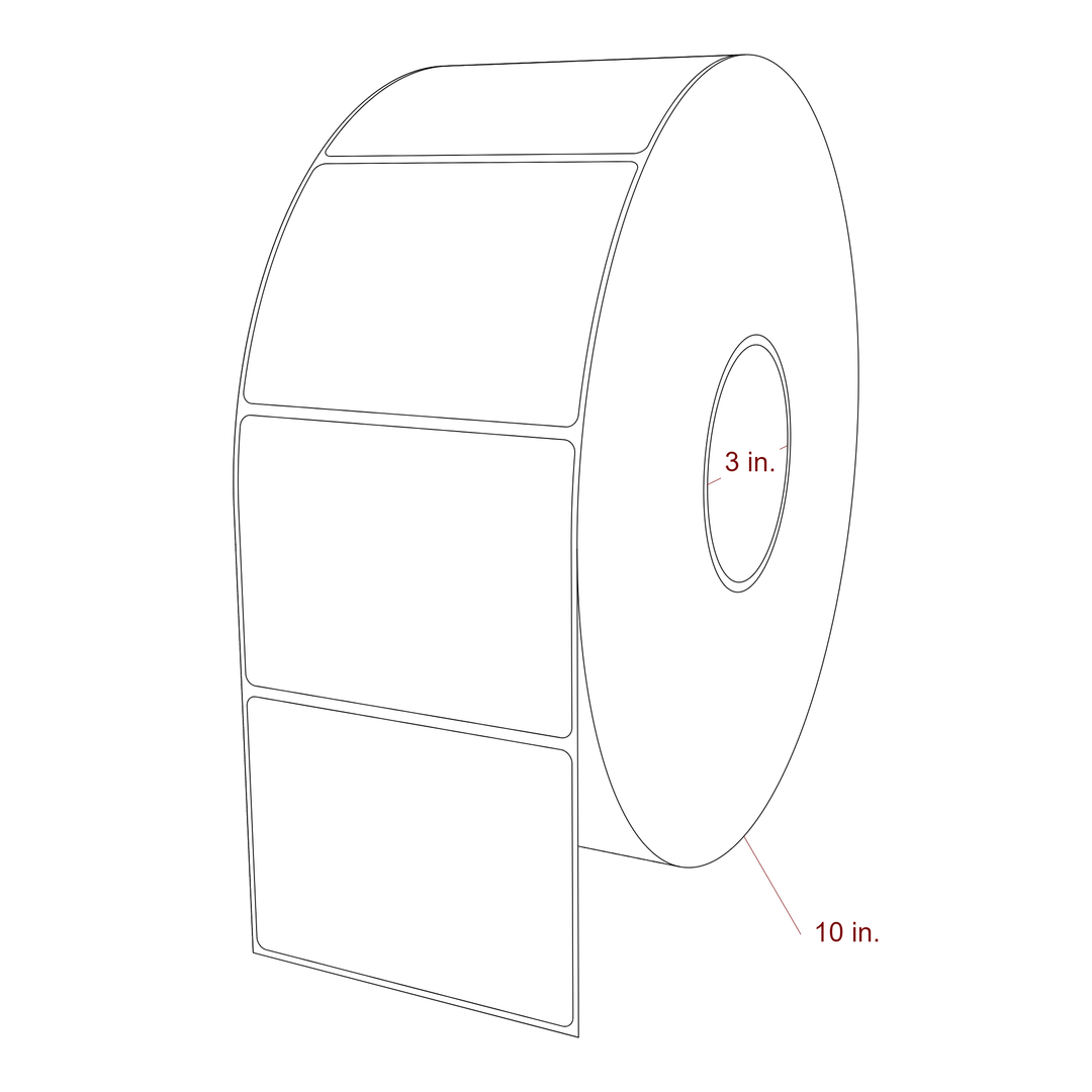 4 Inch x 3 Inch Rectangle Inkjet Label Roll - 3 Inch Core - 10 Inch Roll OD - 3D Perspective