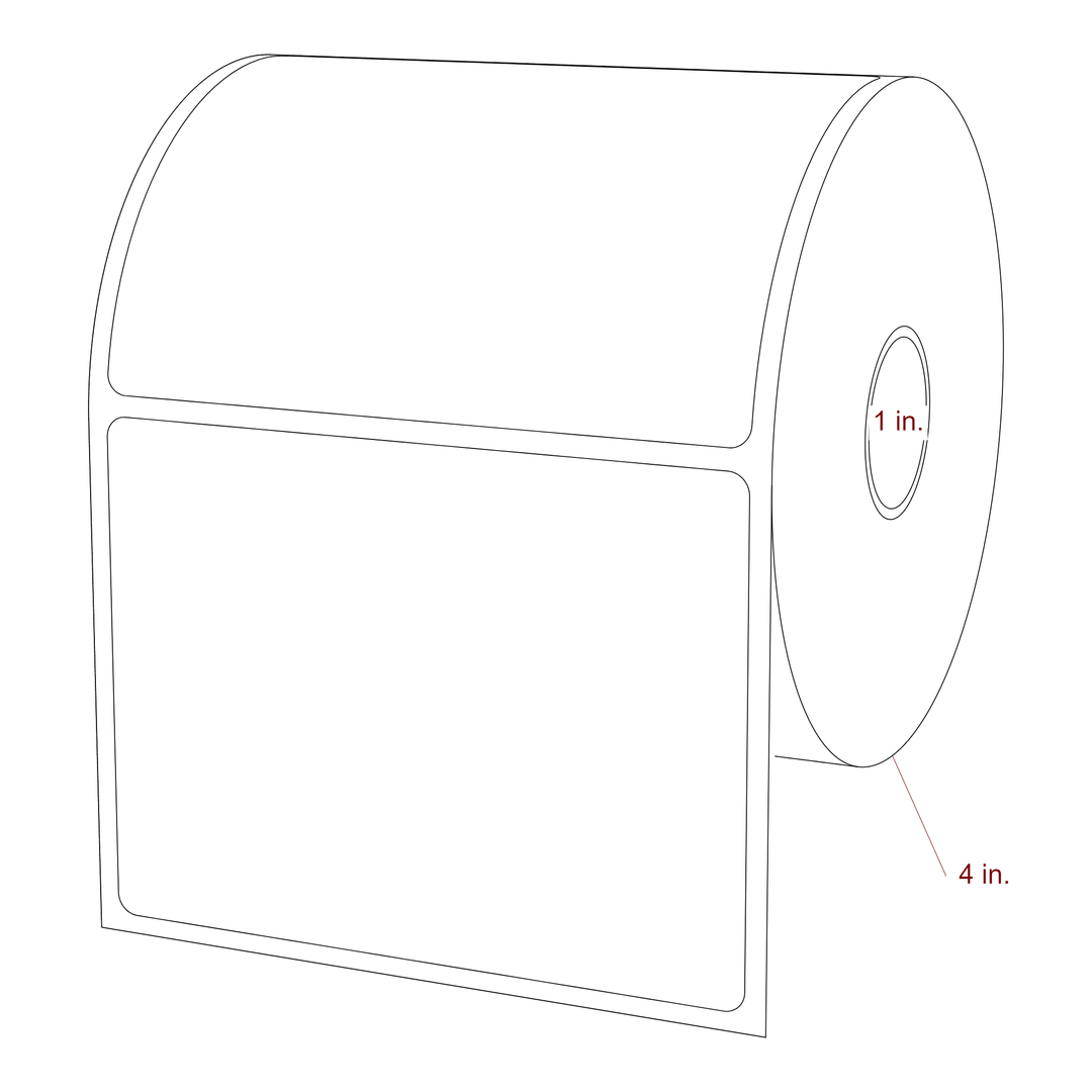4 Inch x 3 Inch Rectangle Direct Thermal Label Roll | 0.125 in. Gutter - NA Inch Core - NA Inch Roll OD - 3D Perspective