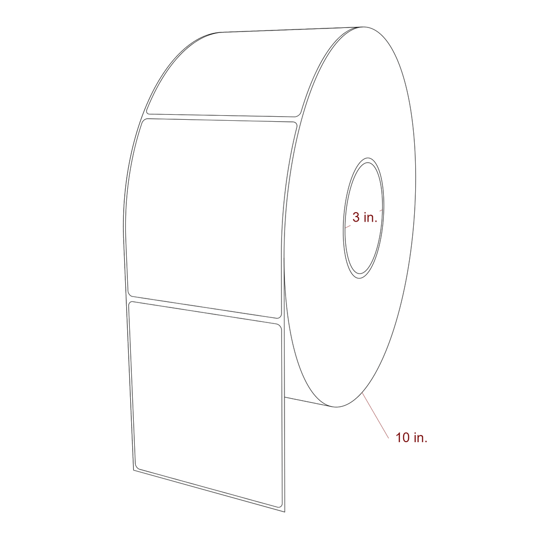 4 Inch x 4.25 Inch Rectangle Inkjet Label Roll - 3 Inch Core - 10 Inch Roll OD - 3D Perspective