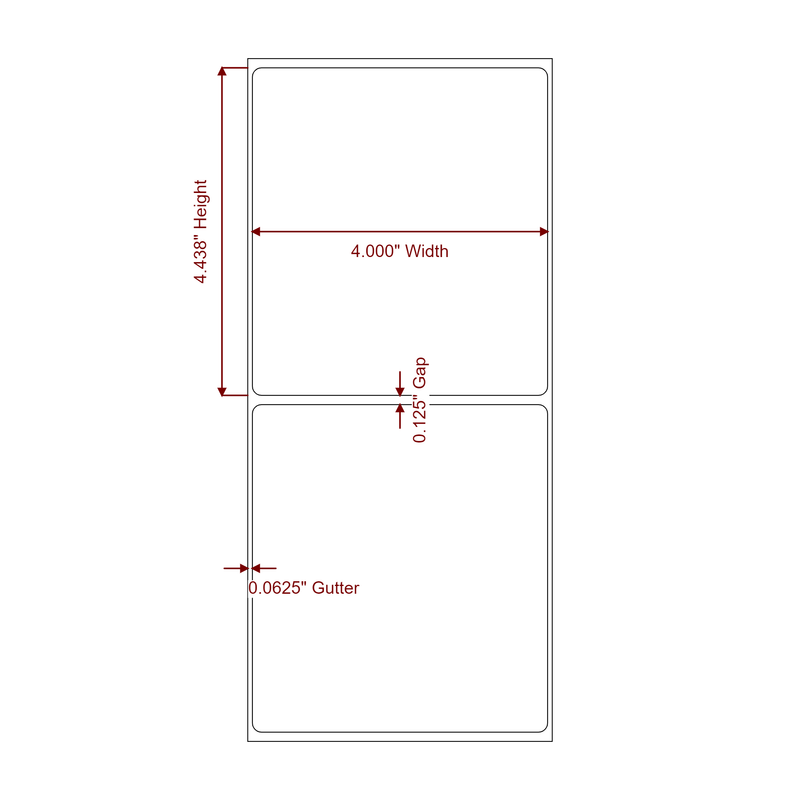 4" x 4.4375" Inkjet Label Rolls | Fits Epson ColorWorks, VIPColor & Primera - Label Diagram