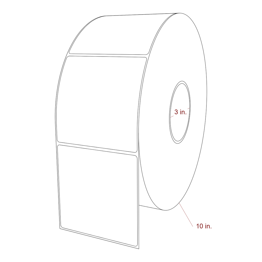 4 Inch x 4 Inch Rectangle Inkjet Label Roll - 3 Inch Core - 10 Inch Roll OD - 3D Perspective