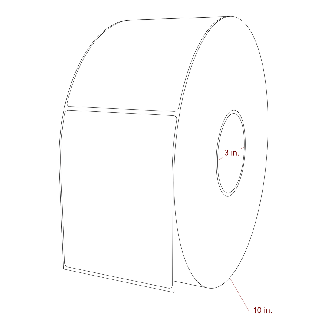 4 Inch x 5.25 Inch Rectangle Inkjet Label Roll - 3 Inch Core - 10 Inch Roll OD - 3D Perspective
