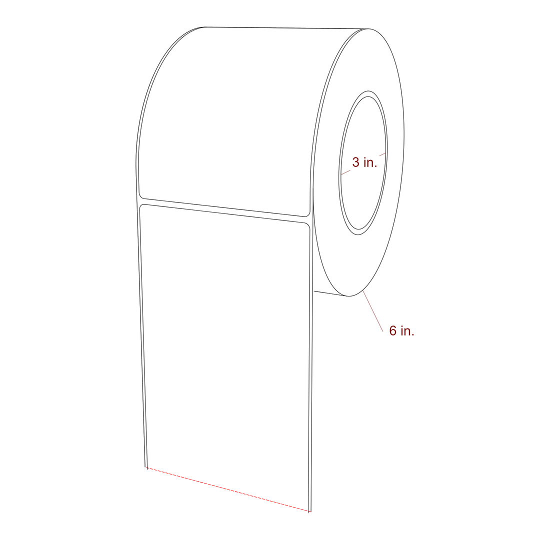 4 Inch x 5.25 Inch Rectangle Inkjet Label Roll - 3 Inch Core - 6 Inch Roll OD - 3D Perspective