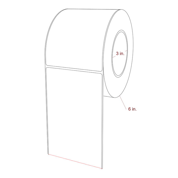 4 Inch x 5.25 Inch Rectangle Inkjet Label Roll - 3 Inch Core - 6 Inch Roll OD - 3D Perspective