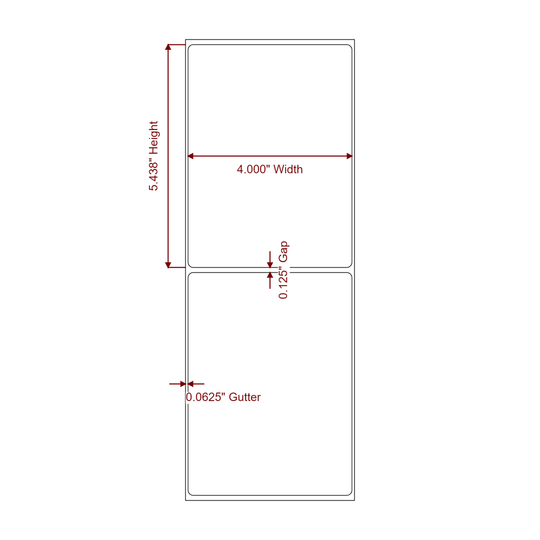 4" x 5.4375" Rectangle Roll for Epson ColorWorks, VIPColor & Primera Printers; 4" x 5.4375" Rectangle Label Diagram
