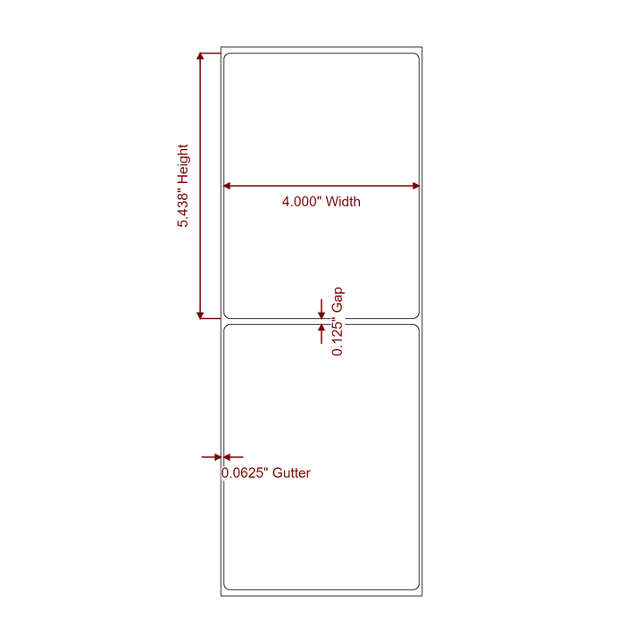 4" x 5.4375" Rectangle Roll for Epson ColorWorks, VIPColor & Primera Printers; 4" x 5.4375" Rectangle Label Diagram