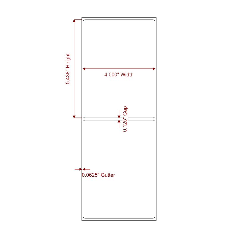4" x 5.4375" Inkjet Label Rolls | Fits Epson ColorWorks, VIPColor & Primera - Label Diagram