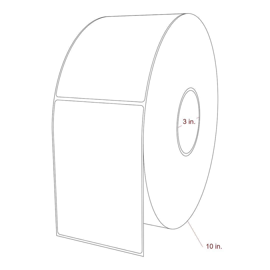 4 Inch x 5.75 Inch Rectangle Inkjet Label Roll - 3 Inch Core - 10 Inch Roll OD - 3D Perspective