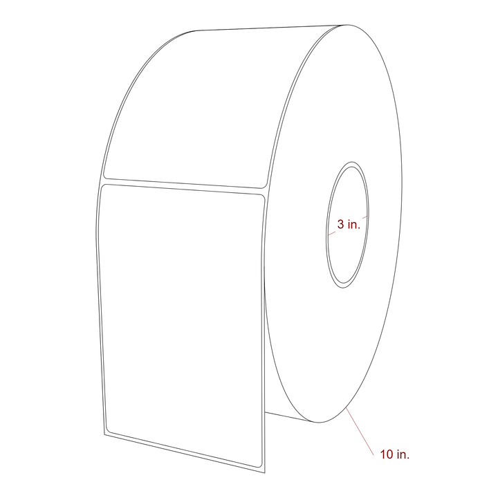 4 Inch x 5.75 Inch Rectangle Inkjet Label Roll - 3 Inch Core - 10 Inch Roll OD - 3D Perspective