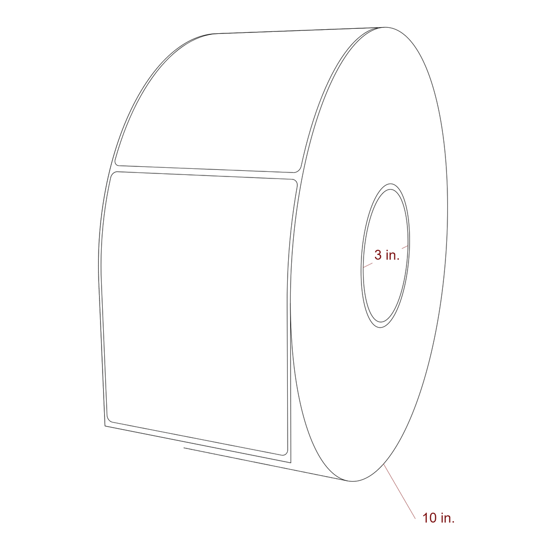 4 Inch x 5 Inch Rectangle Inkjet Label Roll - 3 Inch Core - 10 Inch Roll OD - 3D Perspective