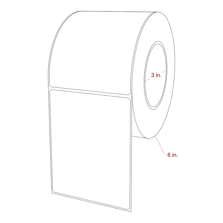 4 Inch x 5 Inch Rectangle Inkjet Label Roll - 3 Inch Core - 6 Inch Roll OD - 3D Perspective