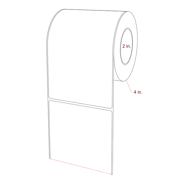 4 Inch x 6.25 Inch Rectangle Inkjet Label Roll - 2 Inch Core - 4 Inch Roll OD - 3D Perspective