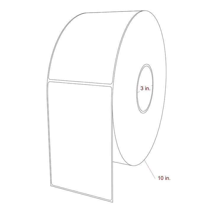 4 Inch x 6.25 Inch Rectangle Inkjet Label Roll - 3 Inch Core - 10 Inch Roll OD - 3D Perspective
