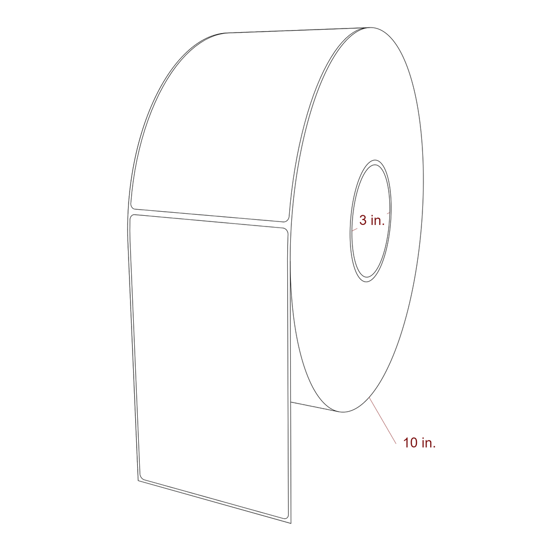 4 Inch x 6.5 Inch Rectangle Inkjet Label Roll - 3 Inch Core - 10 Inch Roll OD - 3D Perspective