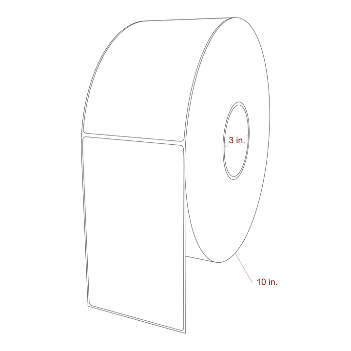 4 Inch x 6.5 Inch Rectangle Inkjet Label Roll - 3 Inch Core - 10 Inch Roll OD - 3D Perspective