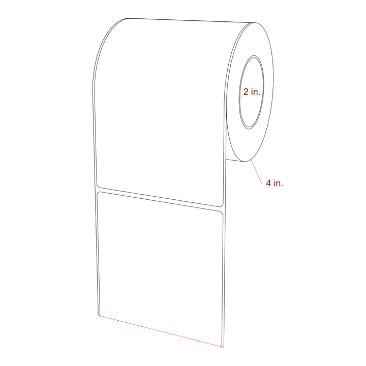 4 Inch x 6 Inch Rectangle Inkjet Label Roll - 2 Inch Core - 4 Inch Roll OD - 3D Perspective