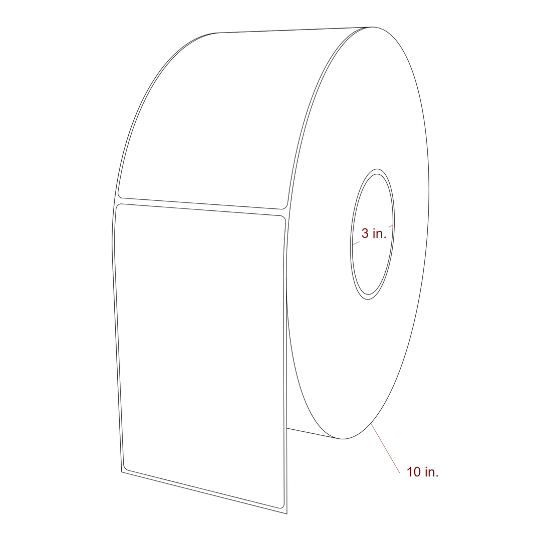 4 Inch x 6 Inch Rectangle Inkjet Label Roll - 3 Inch Core - 10 Inch Roll OD - 3D Perspective